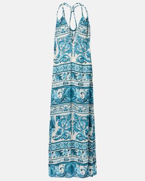 Adriana Degreas Satin Maxi Dress - Blue