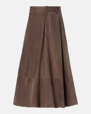 Brunello Cucinelli Suede Midi Skirt - Brown