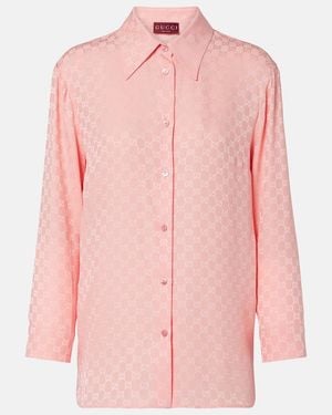 Gucci Gg Silk Jacquard Shirt - Pink