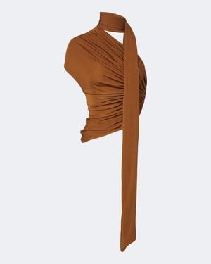Christopher Esber Vienna Draped Scarf-Detail Jersey Top - Brown