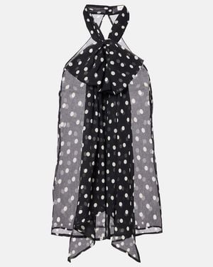Nina Ricci Polka-Dot Sheer Silk Tank Top - Blue