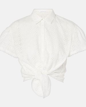 Poupette Cycas Broderie Anglaise Cropped Shirt - White