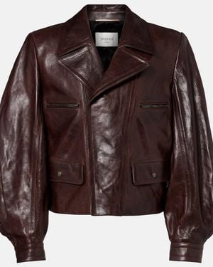 Saint Laurent Leather Biker Jacket - Brown