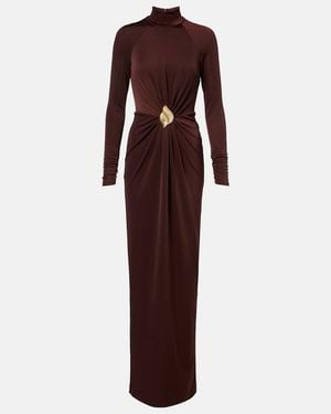 Rebecca Vallance Embellished Gathered Jersey Gown - Purple