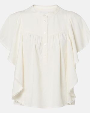Isabel Marant Marlie Ruffled Crochet-Trimmed Blouse - White