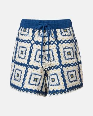 ALÉMAIS Dolly Crochet Cotton Shorts - Blue