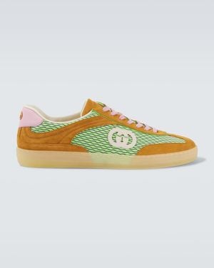 Gucci G75 Suede-Trimmed Trainers - Yellow