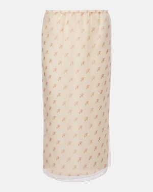 KHAITE Sydni Floral Silk Organza Slip Skirt - Natural