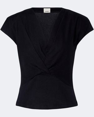 Isabel Marant Nadrine Cotton Jersey Top - Black
