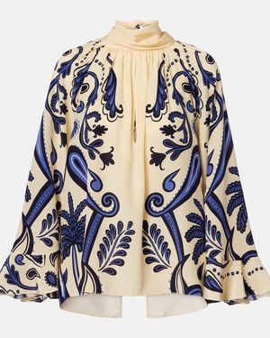 Johanna Ortiz Paisley Silk Blouse - Blue