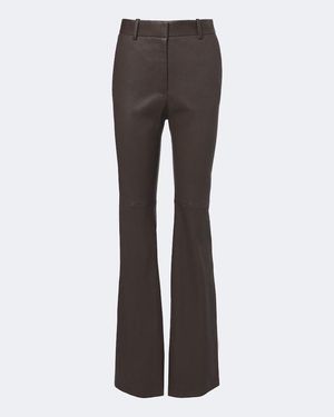 JOSEPH Tarifa Leather Flared Trousers - Grey