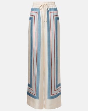 Zimmermann Striped Silk Palazzo Pants - Blue