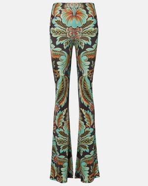 Etro Printed Crepe Jersey Flared Pants - Green