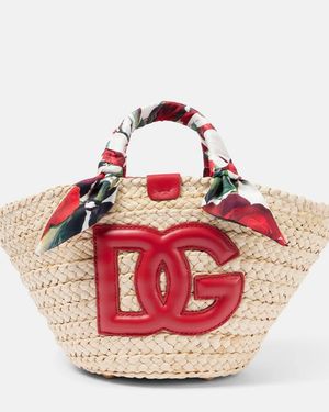 Dolce & Gabbana Kendra Small Straw Basket Bag - Pink