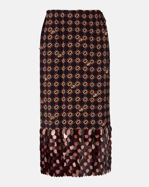 Dries Van Noten Printed Sequined Silk Midi Skirt - Brown