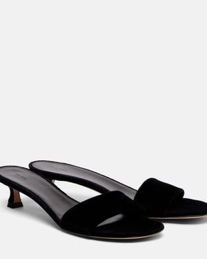 The Row Combo Leather Slides - Black