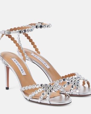 Aquazzura Studio Sandals With Crystals - Metallic