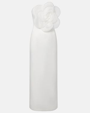 LEO LIN Floral-Applique Maxi Dress - White