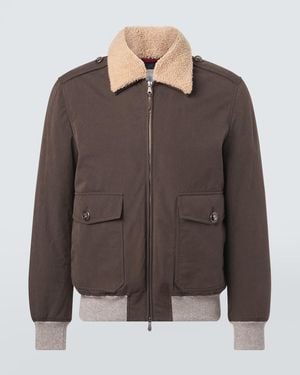 Brunello Cucinelli Shearling-Trimmed Blouson Jacket - Brown