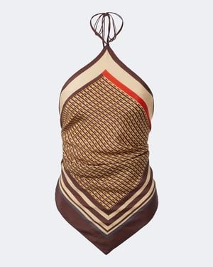SIR. Cooper Printed Halterneck Top - Brown