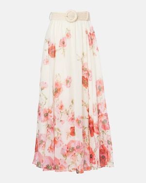 Zimmermann Belted Floral-Print Cotton And Silk-Blend Georgette Maxi Skirt - Multicolour