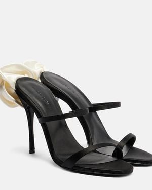 Magda Butrym Floral-Applique Satin Sandals - Black