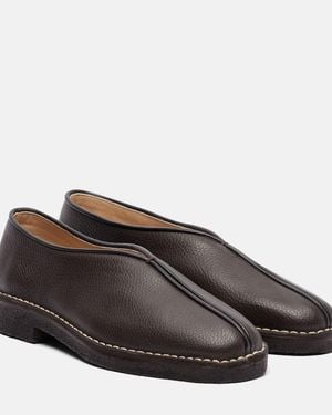 Lemaire Piped Leather Loafers - Brown