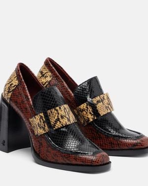 Jimmy Choo Tylor 95 Snake-Effect Leather Loafer Court Shoes - Brown