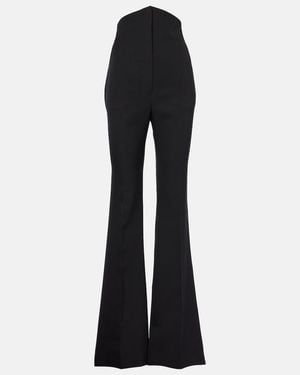 McQueen High-Rise Wool Flared Trousers - Black