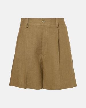 Ralph Lauren Tracy Pleated Linen Shorts - Natural