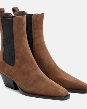 Brunello Cucinelli Chelsea Boots Monili Aus Veloursleder - Braun