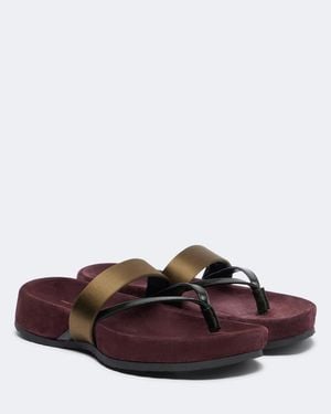 Dries Van Noten Zehensandalen Aus Satin Und Leder - Braun