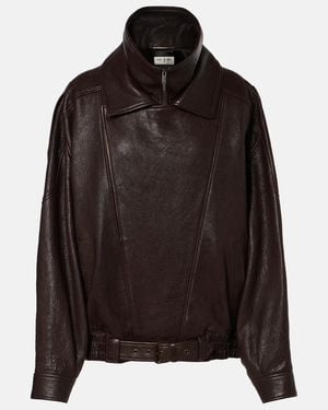 Saint Laurent Oversized Leather Bomber Jacket - Black