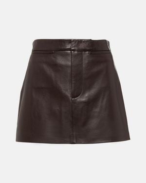 FRAME Leather Miniskirt - Brown