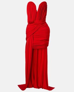 Stella McCartney Draped Crepe Jersey Bustier Dress - Red