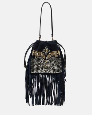 Etro Kalispera Small Studded Suede Shoulder Bag - Black