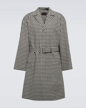 Prada Checked Cotton Trench Coat - White