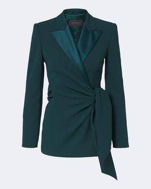 Max Mara Blazer Envolvente Elegante De Cady Con Saten - Verde