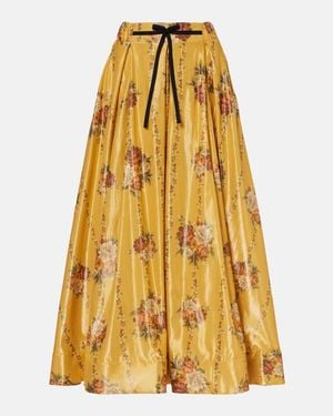 Agua Bendita Delta Floral Cotton-Blend Maxi Skirt - Yellow