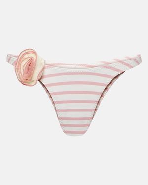 SAME Rose 90S Floral-Applique Bikini Bottoms - Natural