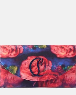 Christian Louboutin Loubi54 Satin Floral Clutch Bag - Red