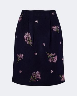 ShuShu/Tong Embellished Wool Pencil Skirt - Blue