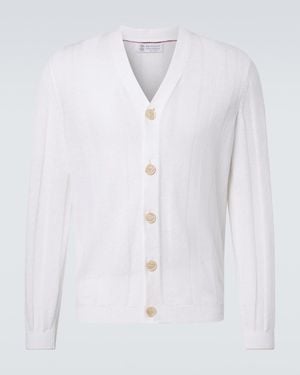 Brunello Cucinelli Cotton And Linen Cardigan - White