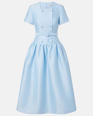 Self-Portrait Midikleid Aus Taft - Blau