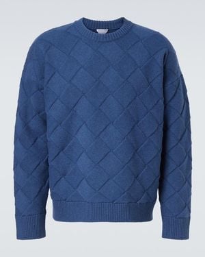 Bottega Veneta Intreccio Wool-Blend Sweater - Blue