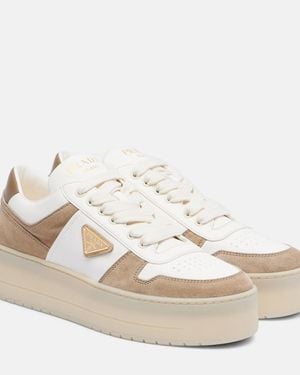 Prada Nappa Leather Downtown Trainers - Natural