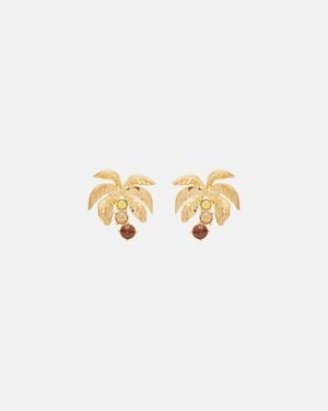 Oscar de la Renta Palm Tree Embellished Earrings - White