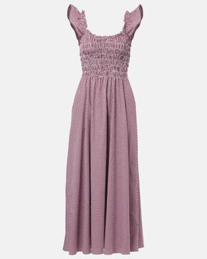Faithfull the Brand Eudora Shirred Cotton-Blend Maxi Dress - Purple