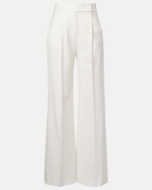 Veronica Beard Marbeau Pleated Wide-Leg Pants - White