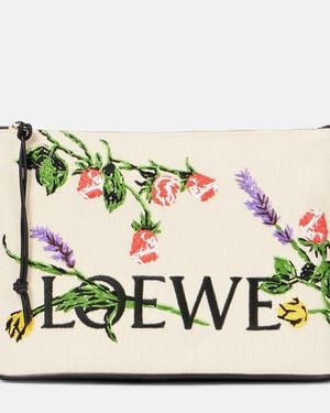 Loewe Paula's Ibiza Embroidered Canvas Pouch - Green